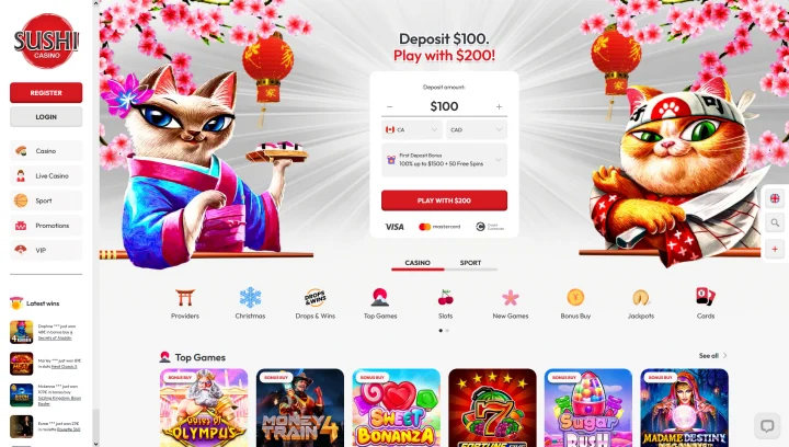 Sushi Casino interface